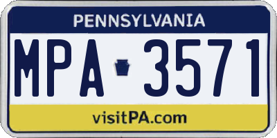 PA license plate MPA3571