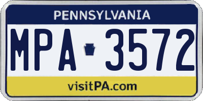 PA license plate MPA3572