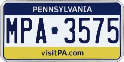 PA license plate MPA3575