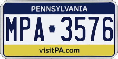 PA license plate MPA3576