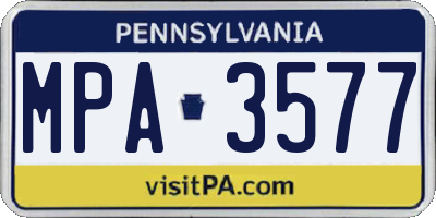 PA license plate MPA3577