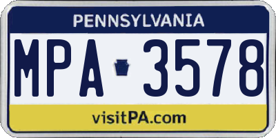 PA license plate MPA3578