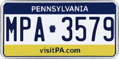 PA license plate MPA3579