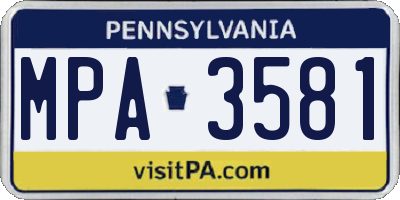 PA license plate MPA3581