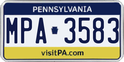 PA license plate MPA3583