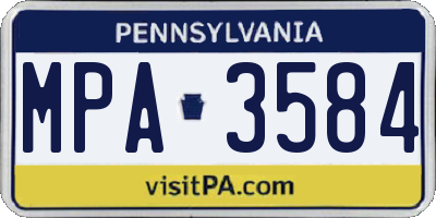PA license plate MPA3584