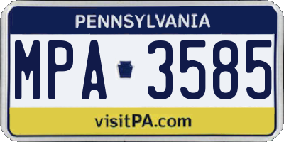 PA license plate MPA3585