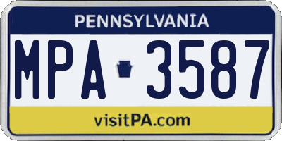 PA license plate MPA3587