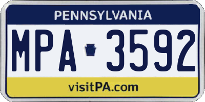 PA license plate MPA3592
