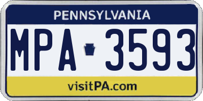 PA license plate MPA3593