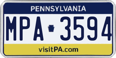 PA license plate MPA3594