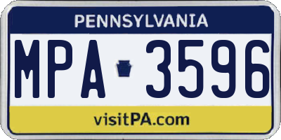 PA license plate MPA3596