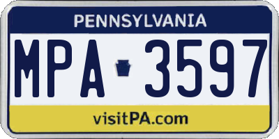 PA license plate MPA3597