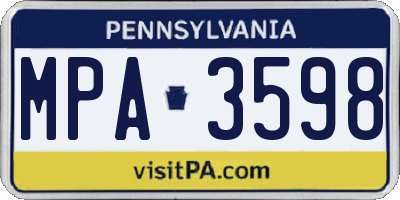 PA license plate MPA3598