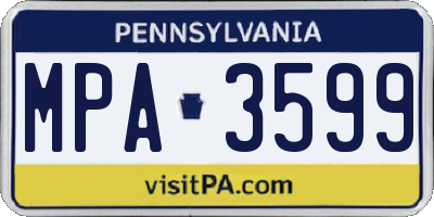 PA license plate MPA3599