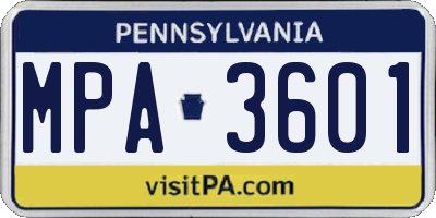 PA license plate MPA3601