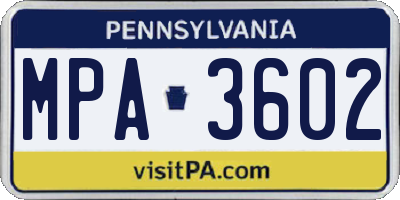 PA license plate MPA3602