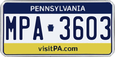 PA license plate MPA3603