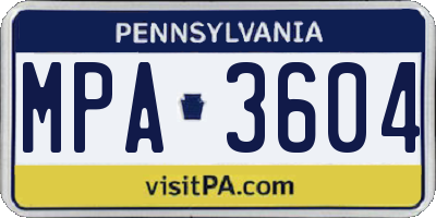 PA license plate MPA3604
