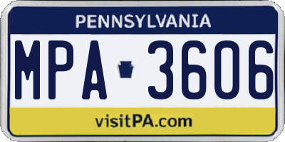 PA license plate MPA3606
