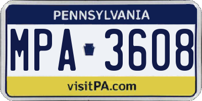 PA license plate MPA3608