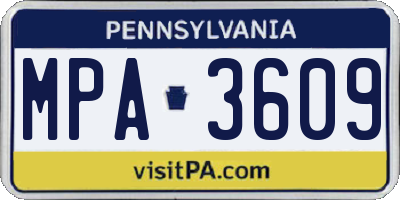 PA license plate MPA3609