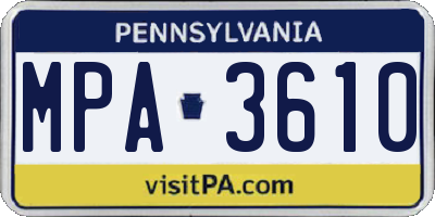 PA license plate MPA3610