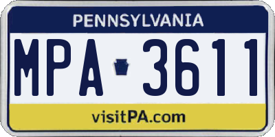 PA license plate MPA3611