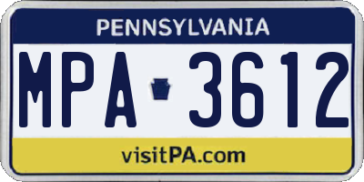 PA license plate MPA3612