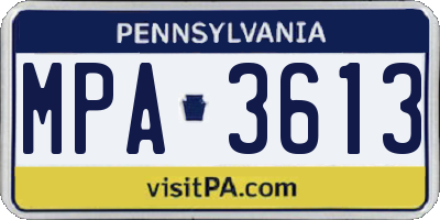 PA license plate MPA3613