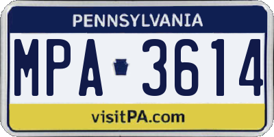 PA license plate MPA3614