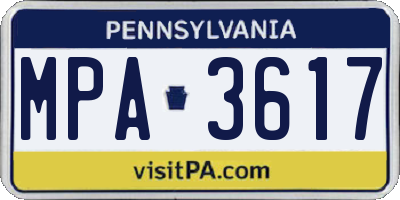 PA license plate MPA3617