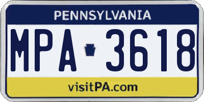 PA license plate MPA3618