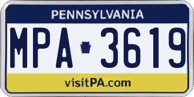 PA license plate MPA3619
