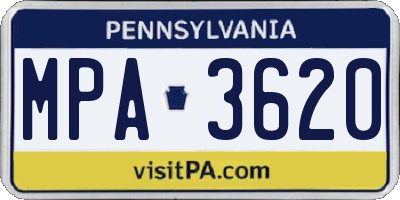 PA license plate MPA3620