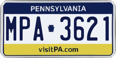 PA license plate MPA3621