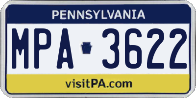 PA license plate MPA3622