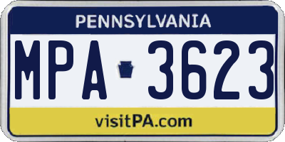 PA license plate MPA3623