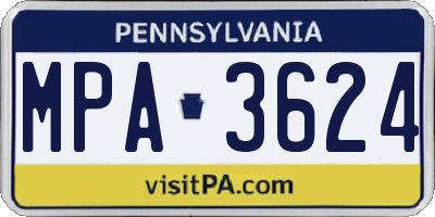 PA license plate MPA3624