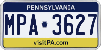PA license plate MPA3627