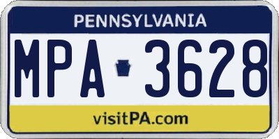 PA license plate MPA3628