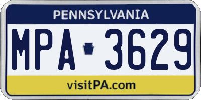 PA license plate MPA3629