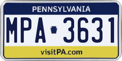 PA license plate MPA3631