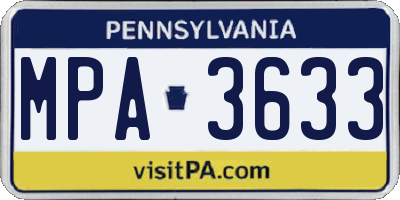 PA license plate MPA3633