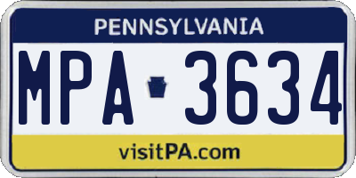 PA license plate MPA3634