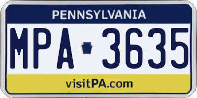 PA license plate MPA3635