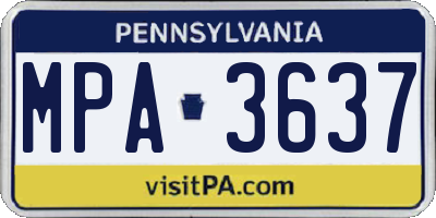 PA license plate MPA3637