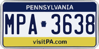 PA license plate MPA3638