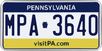 PA license plate MPA3640