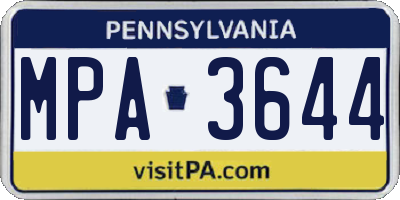 PA license plate MPA3644